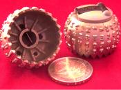 IBM Selectric globe samples (plus two Euro coin to compare size)