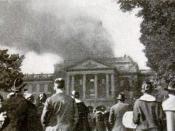 English: Photograph of the Bascom Hall Fire at the University of Wisconsin in 1916