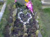 Sylvia Plath's grave at Heptonstall church, West Yorkshire, England.