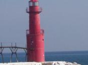 The Algoma Pierhead Lighthouse in Algoma, Wisconsin in Kewaunee County, Wisconsin USA