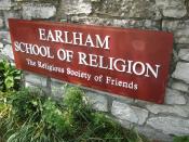 English: Earlham School or Religion sign.
