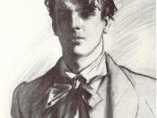 en: Portrait of William Butler Yeats by John Singer Sargent, pencil, 9 x 6 in. pl: Portret Williama Butlera Yeatsa, rys. John Singer Sargent, ołówek, 9 x 6 cali