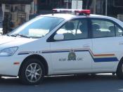A Royal Canadian Mounted Police Toyota Prius school liaison car in Ottawa, Ontario, Canada.
