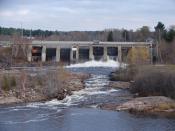 Power dam on the Sturgeon River in Sturgeon Falls, Ontario, Canada.