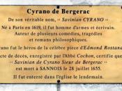 Plaque commémorative de Cyrano de Bergerac à Sannois - Val-d'Oise (France)