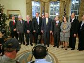 English: President George W. Bush meets with the American 2007 Nobel Award recipients in the Oval Office Monday, Nov. 26, 2007. They are, from left: Harlan Watson, Oliver Smithies, Mario Capecchi, former Vice President Al Gore, Eric Maskin, Susan Solomon,