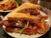 A club sandwich (Chicken, bacon, salad, etc), photo taken in Preston, UK -- Ein Club-Sandwich, Foto aufgenommen in Preston, UK