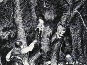 The youngest son hero of Boots Who Ate a Match With the Troll confronts a troll. (Illustration by Theodor Kittelsen)