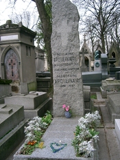 Guillaume Apollinaire grave in the Père Lachaise cemetery in Paris