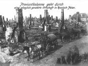English: German Army in destroyed Polish locality during World War I