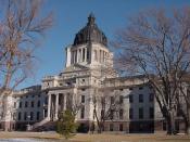 The South Dakota State Capitol building near the Missouri River in downtown Pierre.