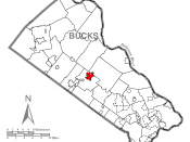 A map of Bucks County showing Doylestown, Pennsylvania (alternate) highlighted on the map.