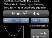 English: Screenshot of Quadratic Master, an iPhone app for learning Quadratic equations, inequations and functions
