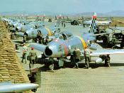 U.S. Air Force North American F-86 Sabre fighters from the 51st Fighter Interceptor Wing Checkertails are readied for combat during the Korean War at Suwon Air Base, South Korea.