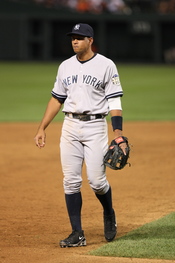 Alex Rodriguez in the field for a game on May 28, 2008.