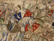 English: The Battle of Stamford Bridge and the death of Harald Hardrada (wielding a battleaxe). Česky: Bitva u Stamfordského mostu