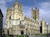 Canterbury Cathedral: West Front, Nave and Central Tower. Seen from south. Image assembled from 4 photos.