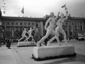 Statues of the ideal female body in the streets of Berlin, raised on the occasion of the 1936 Summer Olympics.