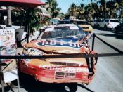 A few weeks ago they had the Flintstones Movie Treebird car. Today it was Jeff Gordons car that was banged up.