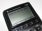 English: A Texas Instruments TI-86 graphing calculator displaying an error message, indicating that the user or a running program has attempted to divide by zero.