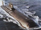 English: Typhoon class submarine at sea.