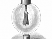 English: Drawing of a gold-leaf electroscope from around 1880s. This is an early electric charge detecting instrument. When an electrically charged object is touched to the brass top terminal, the charge is conducted to the delicate gold leaves. Since the