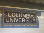 English: Columbia University sign in subway station in NYC