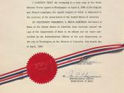 Authentication page for an official copy of the North Atlantic Treaty Organization treaty, signed and sealed by Secretary of State Dean Acheson.