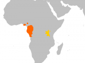English: Gorilla (Gorilla) range map. Orange : Western Gorilla (Gorilla gorilla) Gold : Eastern Gorilla (Gorilla beringei)] Deutsch: Verbreitung der Gorillas (Gorilla). OrangeRed : Westlicher Gorilla (Gorilla gorilla) Gold : Östlicher Gorilla (Gorill