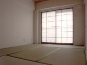 This washitsu has tatami flooring and shoji (doors).