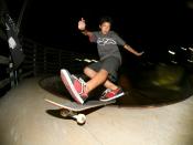 English: Eisei sugimoto plays skateboarding at felem skatepark.