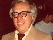 A photograph of science fiction author Ray Bradbury that I took in August, 1975 and which he later autographed to me.