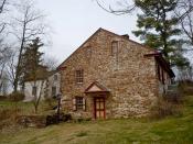 English: Mordecai Lincoln House on the NRHP since November 3, 1988, on Lincoln Road in Lorane, right by the creek on the south-east end of the village, in Exeter Township , Berks County, Pennsylvania. Mordecai Lincoln was the Great-Great-Grandfather of Pr