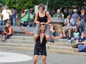A street entertainer in Washington Square Park, New York