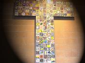 Mosaic cross ~Lobby of New West Catholic gym