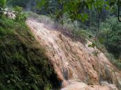 English: A mineral deposit from hot springs in Baturaden, Indonesia