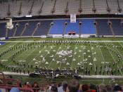 Avon Black and Gold Marching Band from Avon, Indiana perform at a Bands of America Grand National Championship in the RCA Dome.