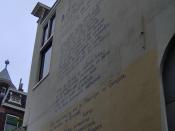 English: The poem XXIV - Testamento (II) of the Chilean poet Pablo Neruda on a wall of the building at the Breestraat 99 in Leiden, The Netherlands Nederlands: Het gedicht XXIV - Testamento (II) van de Chileense dichter Pablo Neruda op een muur van het ge