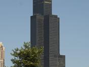 The Sears Tower, as seen from the Chicago lakeshore southeast of the Tower