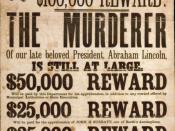 Broadside advertising reward for capture of Lincoln assassination conspirators, illustrated with photographic prints of John H. Surratt, John Wilkes Booth, and David E. Herold.