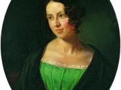 English: Regine Olsen, the love of Kierkegaard's life. Portrait painted by Emil Bærentzen in 1840.