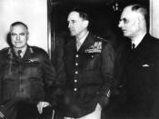 AWM Caption: General MacArthur with General Sir Thomas Blamey and the Prime Minister, Mr Curtin.