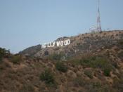 A photograph taken of the Hollywood Sign in Los Angeles.