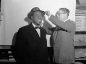 English: Hatter Sam Taft with Louis Armstrong, Toronto, Ontario, Canada