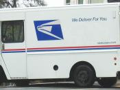 USPS service delivery truck in a residential area of San Francisco, California