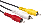Standard composite cables for hooking up video equipment. Yellow is video, red and white are for stereo sound.