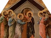 Jesus appearing to Thomas the Apostle, from the Maesta by Duccio di Buoninsegna