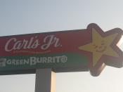 Carls Jr and Green Burrito restaurant sign in Glendale, California