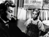 Robert Mitchum and Billy Chapin in THE NIGHT OF THE HUNTER, 1955,