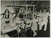 This V-J party united patients and J.W.B. hostesses in joy at victory